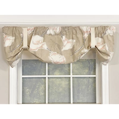 Calla Suspender 3in Rod Pocket Ribbon Ties Window Valance 50in X 16in By RLF Home 3 Calla Suspender 3in Rod Pocket Ribbon Ties Window Valance 50in X 16in By RLF Home
