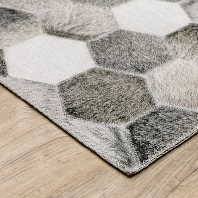Marcel Geometric Block Animal Print Area Rug White/Gray - Captiv8e Designs 3 Marcel Geometric Block Animal Print Area Rug White/Gray - Captiv8e Designs