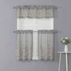 Kate Aurora Shabby Sheer Embroidered Complete 3 Piece Floral Rod Pocket Cafe Kitchen Curtain Tier & Valance Set -Home Improvement Store GUEST 41a3e852 847a 4168 91e6 9ea92e33b0d5