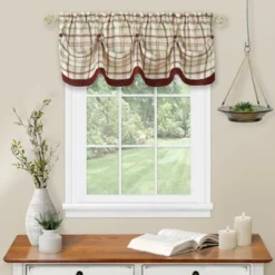 Kate Aurora Country Farmhouse Plaid Tattersall Button Tuck Window Valance -Home Improvement Store GUEST 43c26101 1115 4fbc aa4f 8e4d3c4b40a8