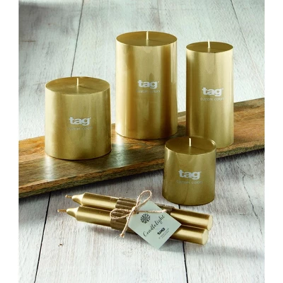 Tagltd Metallic Pillar Candle 4X6 3 Tagltd Metallic Pillar Candle 4X6