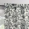 No. 918 2pc 54"x36" Elara Floral Print Semi-Sheer Rod Pocket Kitchen Curtain Tier Pair Black