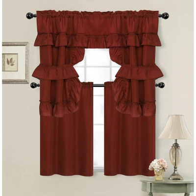 Kate Aurora Country Farmhouse Living Solid Colored Cafe Kitchen Curtain Tier & Swag Valance Set 8 Kate Aurora Country Farmhouse Living Solid Colored Cafe Kitchen Curtain Tier & Swag Valance Set - Image 6