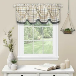 Kate Aurora Country Farmhouse Plaid Tattersall Button Tuck Window Valance -Home Improvement Store GUEST 488c444c d0f3 4da0 9298 704fd9a9e708