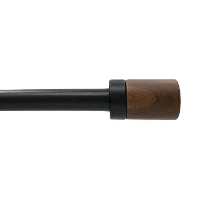 Decorative Drapery Curtain Rod With Maple Wood Cylinder Finials Matte Black - Lumi Home Furnishings 7 Decorative Drapery Curtain Rod With Maple Wood Cylinder Finials Matte Black - Lumi Home Furnishings - Image 5