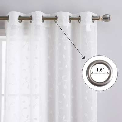 Trinity Embroidered Sheers Semi Curtains Transparent Drapes Window Treatments Grommet Top, 2 Panels 6 Trinity Embroidered Sheers Semi Curtains Transparent Drapes Window Treatments Grommet Top, 2 Panels - Image 4