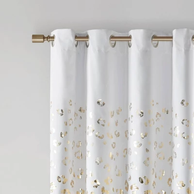 1pc 42"x84" Blackout Kendra Metallic Animal Print Curtain Panel White/Gold - Intelligent Design 4 1pc 42"x84" Blackout Kendra Metallic Animal Print Curtain Panel White/Gold - Intelligent Design - Image 2