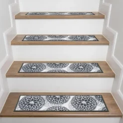World Rug Gallery Modern Floral Circles Non-Slip Stair Treads -Home Improvement Store GUEST 4ee88efa 56b8 4b1a a783 1b5233d1e159