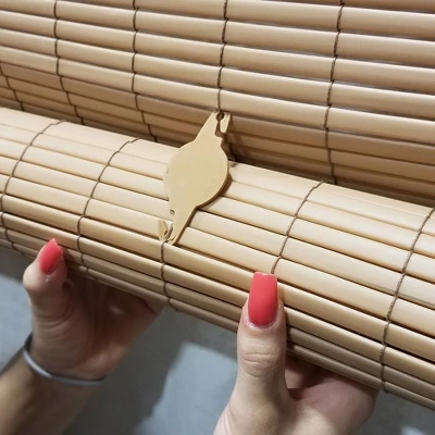 96" X 72" Outdoor Oval Vinyl Cord-Free PVC Rollup Blinds Woodgrain - Radiance 4 96" X 72" Outdoor Oval Vinyl Cord-Free PVC Rollup Blinds Woodgrain - Radiance - Image 2