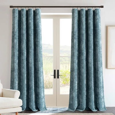 Lush Décor Aspen Luxury Velvet Chenille Window Curtain Panel Dusty Blue Single 52x84 3 Lush Décor Aspen Luxury Velvet Chenille Window Curtain Panel Dusty Blue Single 52x84