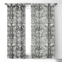 Emanuela Carratoni Ultimate Gray Damask 64" X 50" Single Panel Room Darkening Window Curtain - Deny Designs