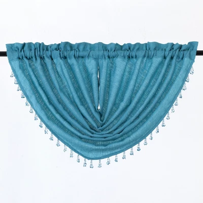GoodGram 2-Pack: Beaded Emerald Crepe Waterfall Valances 9 GoodGram 2-Pack: Beaded Emerald Crepe Waterfall Valances - Image 7