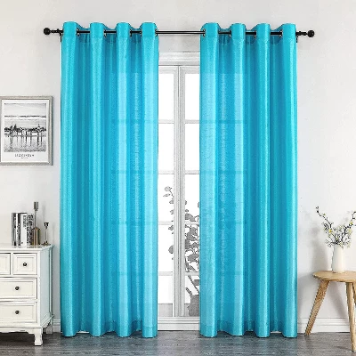 Kate Aurora Montauk Accents 2 Piece Turquoise Blue Lightweight Sheer Grommet Top Window Curtain Panels 5 Kate Aurora Montauk Accents 2 Piece Turquoise Blue Lightweight Sheer Grommet Top Window Curtain Panels - Image 3
