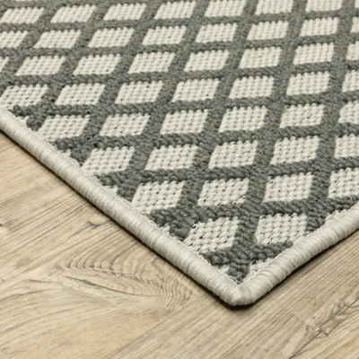 Trinity Casual Diamond Lattice Patio Area Rug Beige/Gray - Captiv8e Designs 3 Trinity Casual Diamond Lattice Patio Area Rug Beige/Gray - Captiv8e Designs