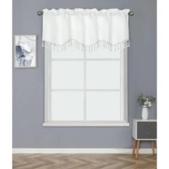 Kate Aurora Luxurious Solid Colored Scalloped Rod Pocket Window Valance With Crystal Beaded Trim -Home Improvement Store GUEST 5807b84c 3af6 476f 9678 9aef605c0790