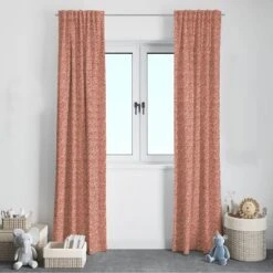 Bacati - Orange Texture Boys Cotton Printed Single Window Curtain Panel