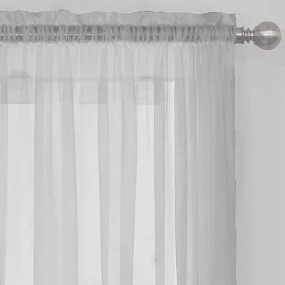 Kate Aurora Essential 1 Piece Silver Gray Sheer Voile Rod Pocket Window Curtain Panel 4 Kate Aurora Essential 1 Piece Silver Gray Sheer Voile Rod Pocket Window Curtain Panel - Image 2