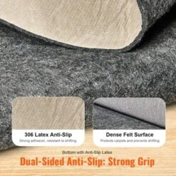 VEVOR - Slip-Resistant Rug Pad - Protective Cushioning Carpet Pad - 9' X 12' - 1/4"Thick - Dual Surface - Polyester Felt + Latex - Gray 11 VEVOR - Slip-Resistant Rug Pad - Protective Cushioning Carpet Pad - 9' X 12' - 1/4"Thick - Dual Surface - Polyester Felt + Latex - Gray -Home Improvement Store GUEST 65e4948a 0d6b 45bb 9653 641b29b049e6