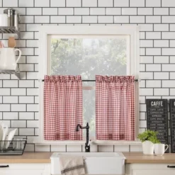 Parkham Farmhouse Plaid Rod Pocket Semi-Sheer Kitchen Curtain Valance And Tiers Set - No. 918 -Home Improvement Store GUEST 682db8e2 44a3 421e bce0 f59d3221ee8d