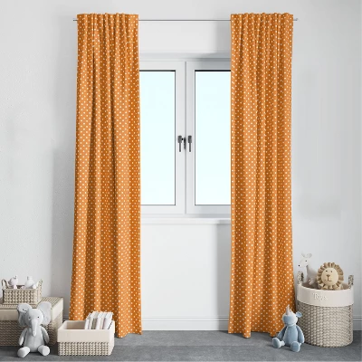 Bacati - Pin Dots Orange Cotton Printed Single Window Curtain Panel 4 Bacati - Pin Dots Orange Cotton Printed Single Window Curtain Panel - Image 2