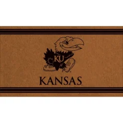 Evergreen University Of Kansas Logo Turf Mat, Brown- 28 X 16 Inches Indoor Outdoor Doormat