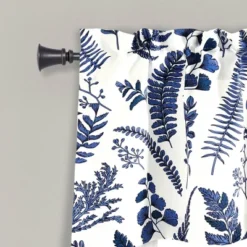 18"x52" Devonia Allover Light Filtering Valance White/Navy - Lush Décor