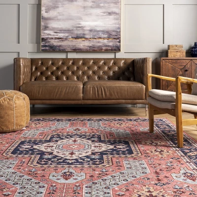 NuLOOM Amber Machine Washable Floral Aztec Area Rug 9 NuLOOM Amber Machine Washable Floral Aztec Area Rug - Image 7