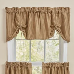 Park Designs Sturbridge Ticking Lined Farmhouse Black Valance 60"