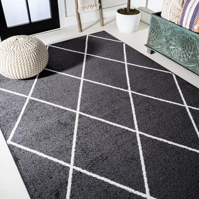 Cole Minimalist Diamond Trellis Round Area Rug - JONATHAN Y 3 Cole Minimalist Diamond Trellis Round Area Rug - JONATHAN Y