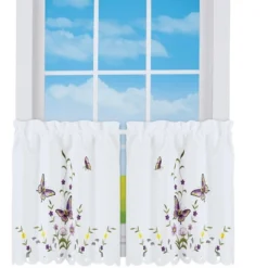 Collections Etc Embroidered Lavender Butterfly Floral Window Curtains -Home Improvement Store GUEST 69cf6755 bcb3 4114 ac09 3c197685ef36