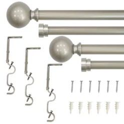 Lumi Home Furnishings 66"x120" Decorative Drapery Double Rod With Ball And End Cap Finials Silver -Home Improvement Store GUEST 6a835067 5a61 470f ba34 9b202dce8b8e