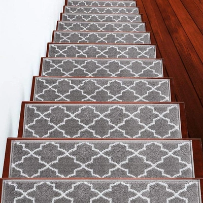 Sussexhome Stair Treads Trellisville Collection Contemporary And Soft, Adhesive Tape, 9" X 28" , Pack Of 4/7/13/15 3 Sussexhome Stair Treads Trellisville Collection Contemporary And Soft, Adhesive Tape, 9" X 28" , Pack Of 4/7/13/15