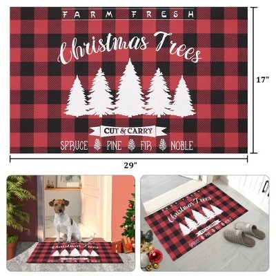 Trinity Plaid White Christmas Tree Non-Slip Decorative Doormat 4 Trinity Plaid White Christmas Tree Non-Slip Decorative Doormat - Image 2