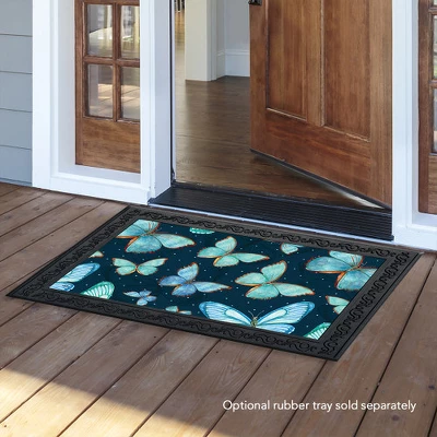 Blue Butterflies Spring Doormat Indoor Outdoor 30" X 18" Briarwood Lane 4 Blue Butterflies Spring Doormat Indoor Outdoor 30" X 18" Briarwood Lane - Image 2