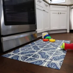 FlorArt French Quarter Low Profile Easy Clean Kitchen Mat Blue/White - Bungalow Flooring -Home Improvement Store GUEST 70291ffe a7f6 448a b0a1 d25029c834bb