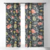 Heather Dutton Poppy Meadow Midnight Single Panel Sheer Window Curtain - Deny Designs