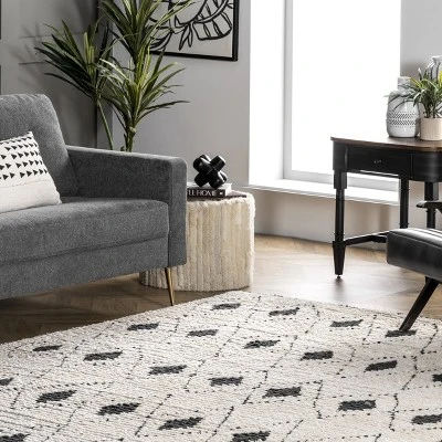 NuLOOM Joanna Diamond Trellis Soft Shag Fringe Area Rug 10 NuLOOM Joanna Diamond Trellis Soft Shag Fringe Area Rug - Image 8