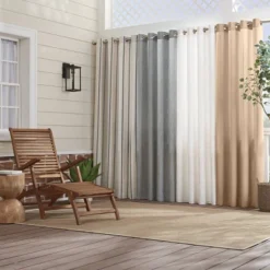 Sunbrella Cove Striped Grommet Indoor/Outdoor Curtain Panel Pebble -Home Improvement Store GUEST 759add36 9186 45b7 ac2e 9b1d08bae853