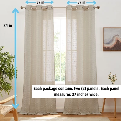 HLC.ME Emily Faux Linen Semi Sheer Light Filtering Grommet Lightweight Window Curtains Drapery Panels, Set Of 2 3 HLC.ME Emily Faux Linen Semi Sheer Light Filtering Grommet Lightweight Window Curtains Drapery Panels, Set Of 2