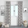 Bacati - Clouds In The City Grey Cityscape Cotton Printed Single Window Curtain Panel