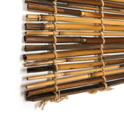 72"x72" Hyman Light Filtering Outdoor Cord Free Reed Rollup Horizontal Blinds Brown 4 72"x72" Hyman Light Filtering Outdoor Cord Free Reed Rollup Horizontal Blinds Brown - Image 2