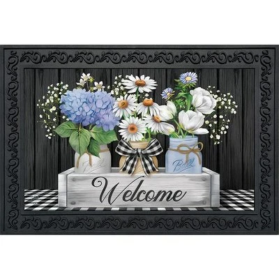 Briarwood Lane Crated Mason Jars Spring Doormat Welcome Floral Indoor Outdoor 30" X 18" 3 Briarwood Lane Crated Mason Jars Spring Doormat Welcome Floral Indoor Outdoor 30" X 18"