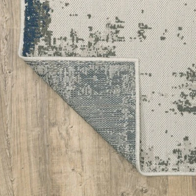 Trinity Modern Distressed Abstract Patio Area Rug Beige/Blue - Captiv8e Designs 7 Trinity Modern Distressed Abstract Patio Area Rug Beige/Blue - Captiv8e Designs - Image 5