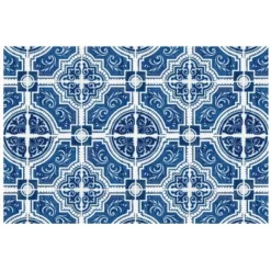 FlorArt French Quarter Low Profile Easy Clean Kitchen Mat Blue/White - Bungalow Flooring -Home Improvement Store GUEST 7a5ec874 df5a 4d1c ab56 6ae764284156