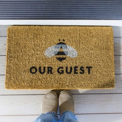 Evergreen Bee Our Guest Woven Back Indoor Outdoor Natural Coir Doormat 1'6"x2'6" Multicolored 4 Evergreen Bee Our Guest Woven Back Indoor Outdoor Natural Coir Doormat 1'6"x2'6" Multicolored - Image 2
