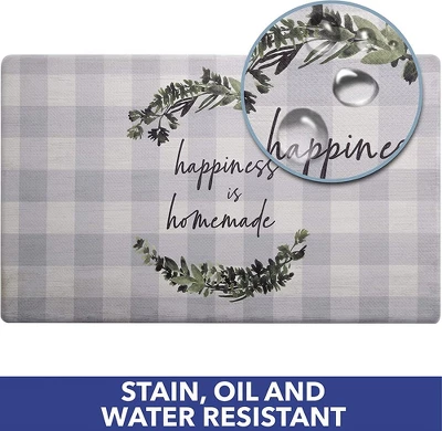 J&V TEXTILES Anti Fatigue Kitchen Mat Cushioned Anti Fatigue, Non Slip Waterproof Mat Standing Desk, 20x36x1/2 Inches (Happy Is Homemade) 3 J&V TEXTILES Anti Fatigue Kitchen Mat Cushioned Anti Fatigue, Non Slip Waterproof Mat Standing Desk, 20x36x1/2 Inches (Happy Is Homemade)