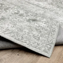 Micah Washable Distressed Oriental Indoor Area Rug Gray/Ivory - Captiv8e Designs -Home Improvement Store GUEST 7fd1a7b1 fa96 4dad 9a0e 23ea043ae04f