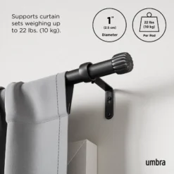 Umbra Cleo 1" Rod 66"x120" Matte Black 13 Umbra Cleo 1" Rod 66"x120" Matte Black -Home Improvement Store GUEST 80796cda 3210 4385 a1ca 86275526640d