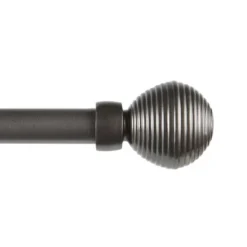 EXCLUSIVE HOME Modern Layer 1" Curtain Rod And Coordinating Finial Set, Gunmetal, Adjustable 36"-72"