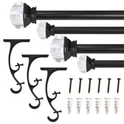 Lumi Home Furnishings 72"x144" Decorative Drapery Double Rod Set With Crystal Square Finials Black -Home Improvement Store GUEST 83a351df 890f 4b9f 9468 08918fda2d93